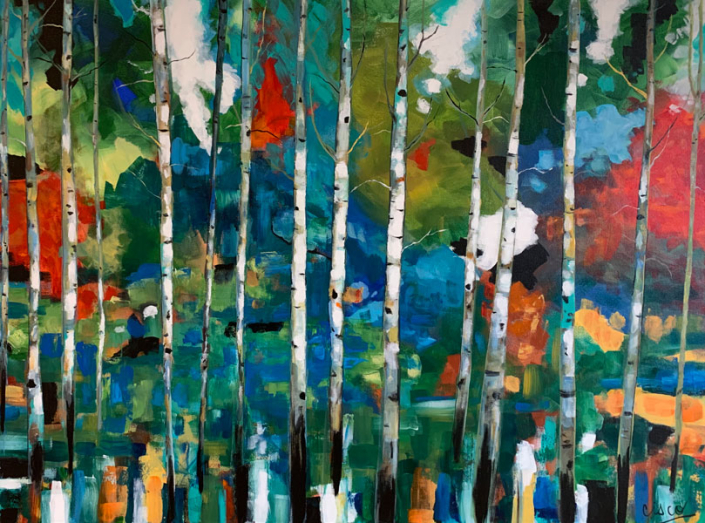 Canadian Birch Tree Painting - Artist Cisco